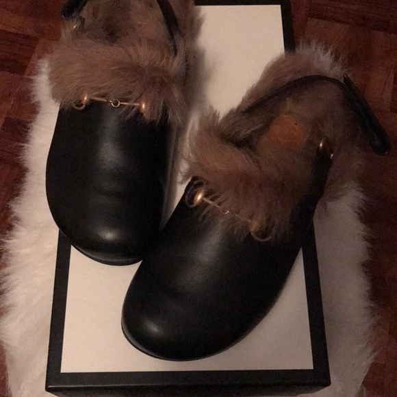 gucci fur slides women